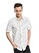 Bentibo Mens Retro White Polka Dot Printed Short Sleeve Casual Button Dress Shirt M