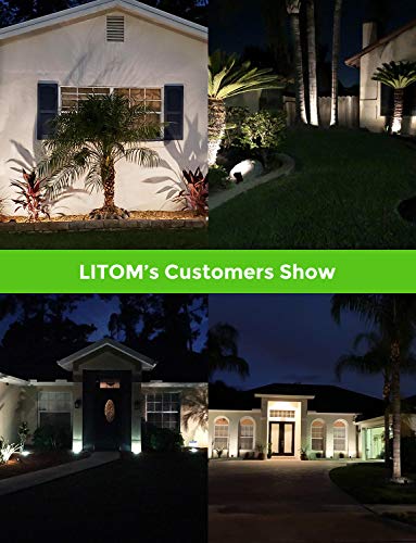LITOM 12 LED Solar Landscape Spotlights, IP67 Waterproof Solar Powered Wall Lights 2-in-1 Wireless Outdoor Solar Landscaping Light for Yard Garden Driveway Porch Walkway Pool Patio 2 Pack Warm White - Thumbnail 5