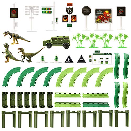 image for Tencoz Dinosaur Train Track, Race Track Dinosaur Toy Race Car Flexible