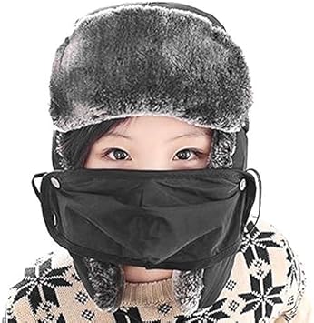 Amazon 帽子 キッズ パイロット帽 子供 フライトキャップ 秋 冬 ベビー 暖かい 耳あて付き 防寒 保温 防水 防風 パイロットキャップ 人気 もこもこ 男の子 おしゃれ 女の子 可愛い 雪山 登山 釣り 子供帽子 ブラック アウトドア スキー スノーボード スケート