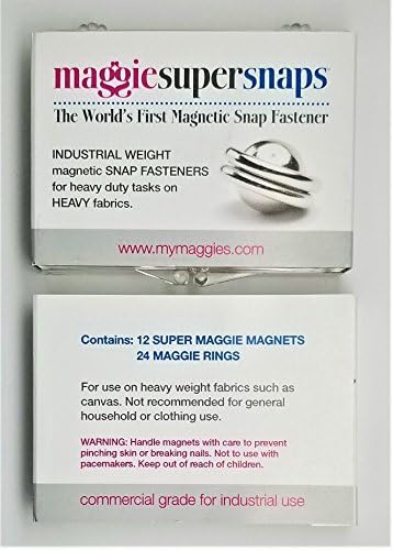 Maggie Snaps Industrial Weight Super Snaps 12 Pack are Large, Heavy Duty Magnets for use on Canvas, etc. for Tents, tarpaulins, umbrella's. Not for Clothing.