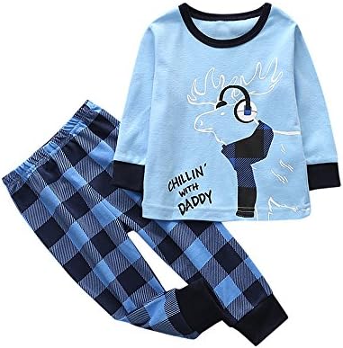 Christmas Cartoon Deer Baby Clothes Set Baby Suit Pyjamas Infant Toddler Boys Girls Outfits LQQSTORE Newborn Winter Nightwear Cute Sleepwear, Pullover Tops Pants Outfits Set