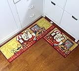 EUCH Non-slip Rubber Backing Carpet Kitchen Mat Doormat Runner Bathroom Rug 2 Piece Sets,15