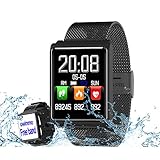 Smart Watch, Fitness Tracker Heart Rate & Blood Pressure & Sleep Monitor Compatible iOS & Android, Waterproof Steel Activity Tracker Color Screen, Calorie/Step Counter Men Women Kids