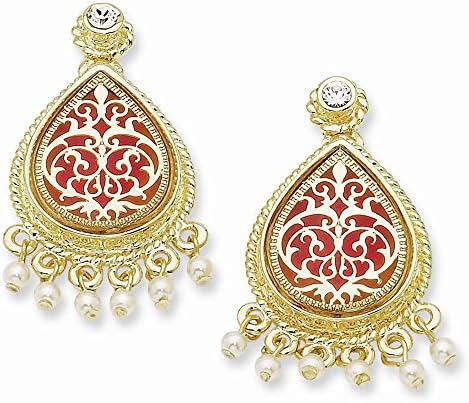 Best Birthday Gift Kennedy Gold-plated Simulated Pearl Enameled French Moroccan Post Earrings