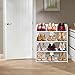 Finether 4-Tier Baroque Style Display Shoe Rack Shelving Units Modular Wood Plastic Composite, Shoe Shelf Storage Shelving Organizer for Home, Decorative Shelves, Magazine Storage, White