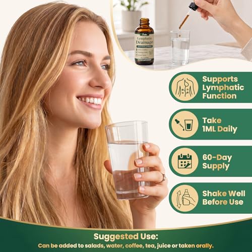Dalin Liposomal Lymphatic Drainage Drops - 21 in 1 Organic Lymphatic Drainage Supplement with Burdock Root, Echinacea, Elderberry, Calendula - Supports Lymphatic Health - Liquid Form - 1pc - 2 fl oz