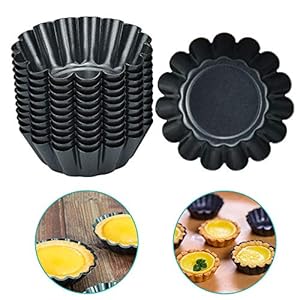 LYTIVAGEN Cakevormpjes, 12 stuks, voor eiertaartjes, herbruikbaar, taartvormpjes, metaal, cupcake- en muffinvormpjes…