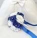 Angel Isabella Rose Bouquet-Horizon Royal Blue and White in 8-inch Diameter Perfect for Bridesmaid Bouquet Flower Girl