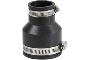 Supply Giant 6I52 Flexible PVC Reducing Coupling with Stainless Steel Clamps, 2.4" x 1.6" Inner Diameter for 2" x 1-1/4 Nominal Pipe, Black