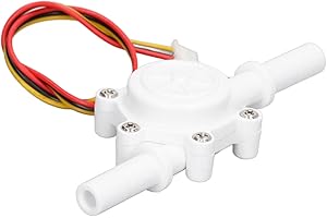Joyzan Hall Flow Sensor, Water Flow Switch Flowmeter Effect Liquid Fluid Counter Meter Food Grade DC 3.5 to 24V 0.3L to10L/min 25cm 180 Degree POM G3/8 Quick Connect Reverse Osmosis Filter White