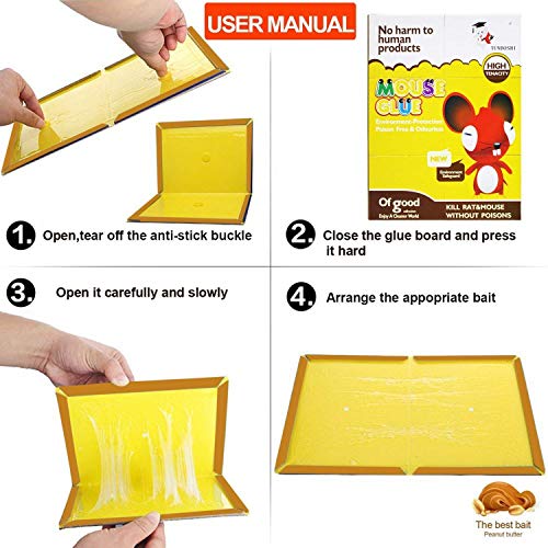 JCHOPE Mouse Trap, Mouse Glue Trap, Mouse Glue Traps, Mouse Glue Boards, Mouse Size Glue Traps Sticky Boards, Peanut Smell (5Pack)