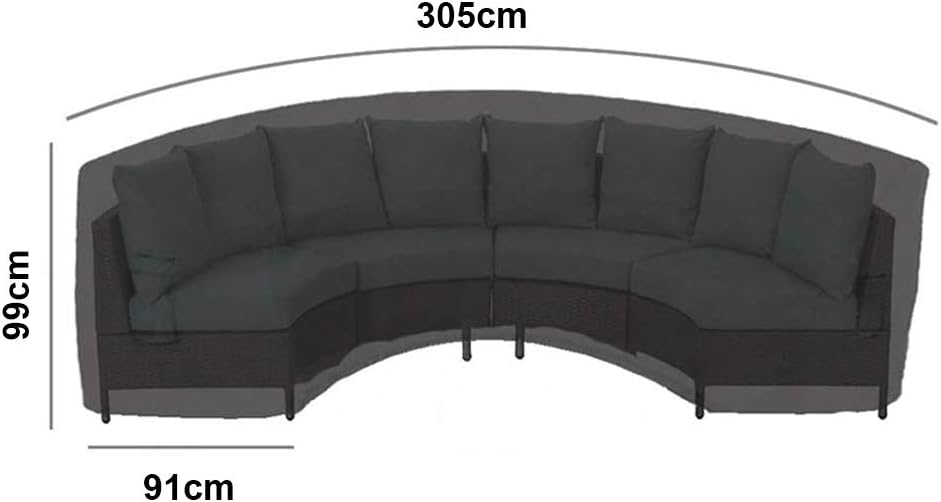 Ldiw Outdoor Furniture Covers Patio Curved Couch Protector Waterproof Garden Furniture Cover For Half Moon Sofa Black 228x116x86cm Sofas