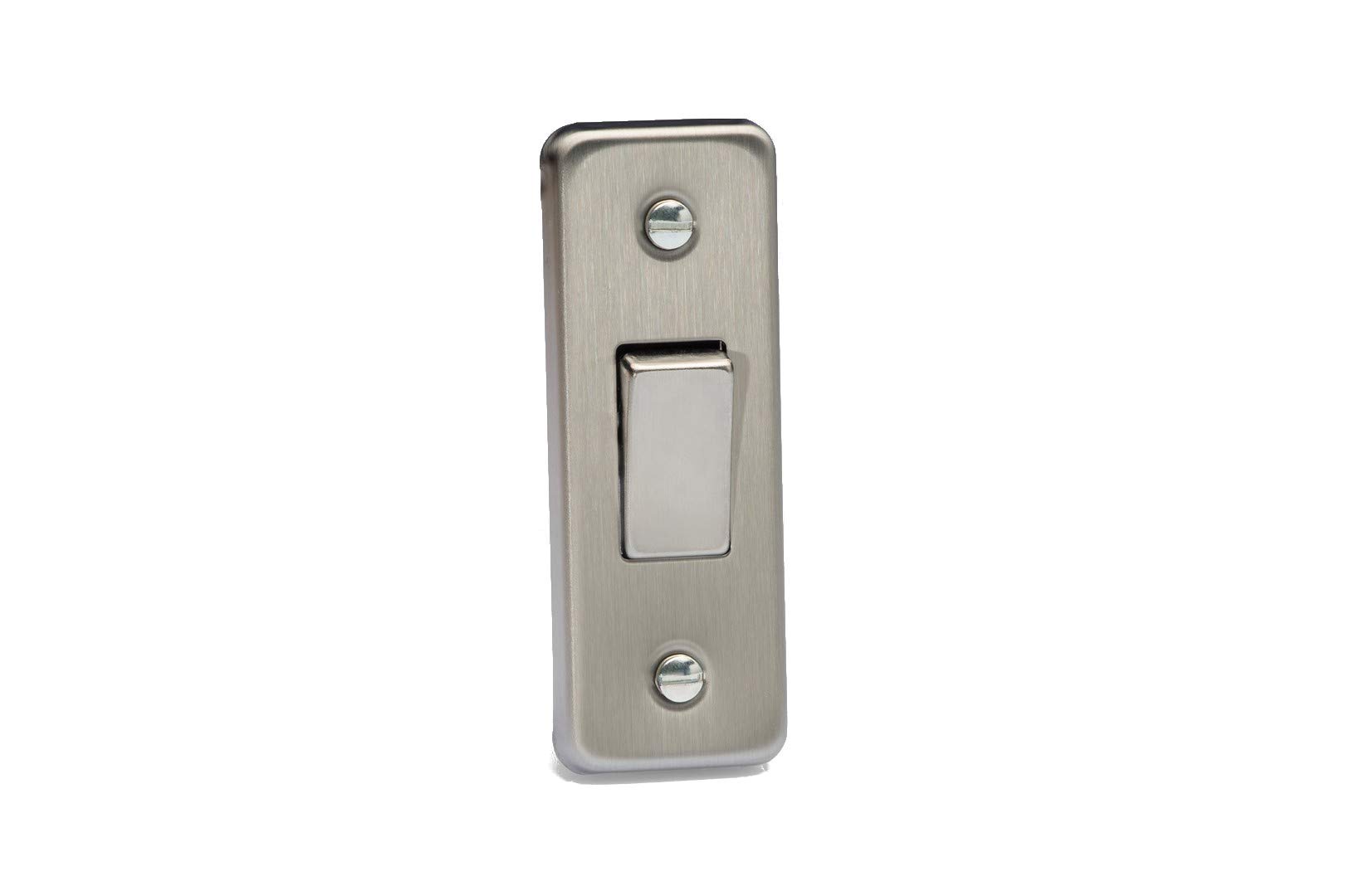1-Gang 10A 1- or 2-Way Rocker Architrave Switch in Brushed Steel