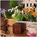 Lowpricenice Digital Square Cube Mini Brown Wood Red LED Light Alarm Clock with Time and Temperature Display & Sound Control