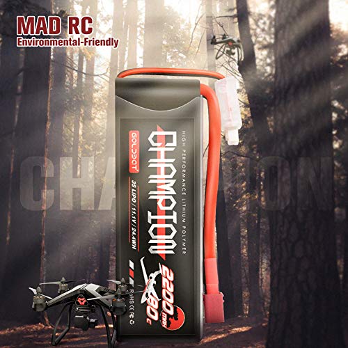 GOLDBAT Champ Rc Akku 3S Lipo Battery 11.1v 80c 2200 RC Lipo Battery Pack with T Deans-Plug for RC Quadcopter Drone… – Bild 3