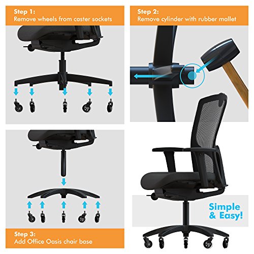 Office Chair Base Replacement with Heavy Duty High-Grade Nylon, Industry Standard Size, Black