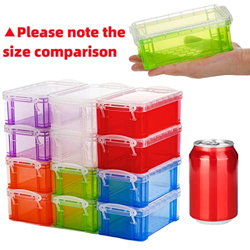 Hiceeden 12 Pack Small Plastic Storage Box with Lid, 5"x3"x2" Clear
