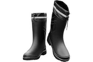 Ovyuzhen Rain Boots for Men Garden Boots Waterproof Mens Rubber Shoes with PVC Comfort Lightweight Work Mud Boots Resistant Durable Slip for Fishing Farming Gardening