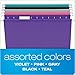 Pendaflex Reinforced Hanging File Folders, Letter Size, 1/5 Cut, Assorted Jewel-Tone Colors, 25/BX (4152 1/5 ASST2)