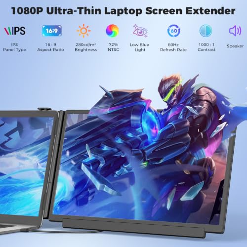 siaviala Extensor De Pantalla para Portátil de 15.6" Monitor Portátil IPS 1080P FHD, Doble Pantalla para Portatil de 13 a 17» Plug & Play para Windows/Mac/Android/Switch/PS5