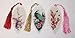 Lucore Home Leaf Bookmarks - Peacocks and Pink Flowers Asian Painting Lucky Charm, Ornament, Hanging & Wall Decor, Art Decoration - 3 Pcs, Made of Real Leaves
