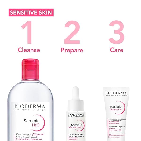 BIODERMA SENSIBIO H2O MICELLAR WATER, MAKEUP REMOVER CLEANSER, GENTLE FOR SKIN, FRAGRANCE-FREE & ALCOHOL-FREE, GENTLE FACE CLEANSER FOR SENSITIVE SKIN, 16.9 FL OZ