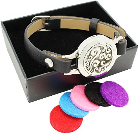 AromaRain Breeze Essential Oil Diffuser Bracelet (Large) - 316L Surgical Stainless Steel With Leather Band