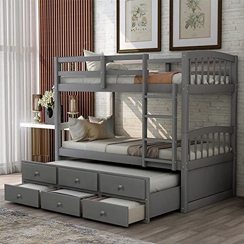 Harper & Bright Designs Twin Over Twin Bunk Bed with Trundle and