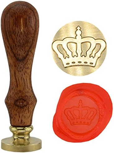 Sealing Stamps Vintage Removable Wax Seal Stamp "Crown" Pattern with Retro Wooden Handle W12 (Crown)