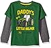 John Deere Little Boys' Toddler Daddy's Little Helper Thermal Tee, Green/Medium Heather Grey, 4T