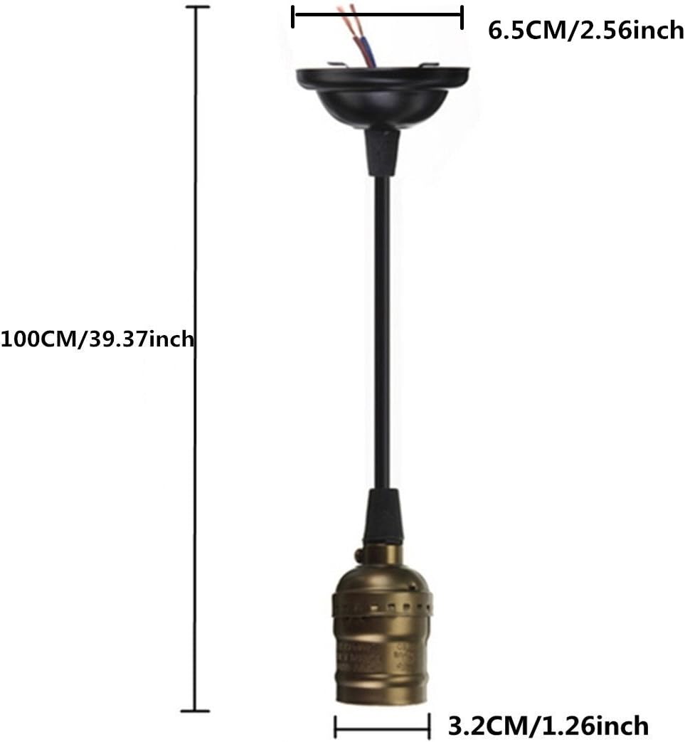 4-Pack Pendant Light Cord, HESSION Industrial Edison Pendant Light Kit, Vintage Style One-Light E26 Lamp Socket, Adjustable Black Wire Mini Pendant Light Fixture (Copper) - - 