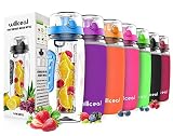 willceal Fruit Infuser Water Bottle 32oz Durable, Large - BPA Free Tritan, Flip Lid, Leak Proof Design - Sports, Camping (Blue)
