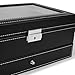 JS NOVA JUNS 6 slots watch box Jewelry Organizer Lockable Sunglass Display Case with Black Faux Leather