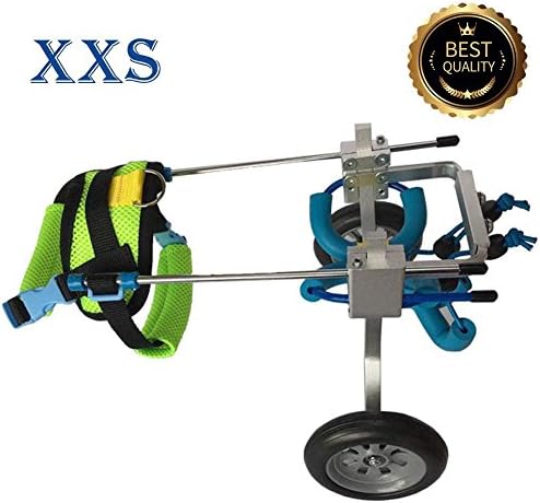 New! Two Wheels Adjustable Dog Wheelchair, cart, 7 Sizes for hind Legs Rehabilitation, 3D Soft Harness,Light Weight, Easy Assemble, Belly Band Specially for Spondylitis