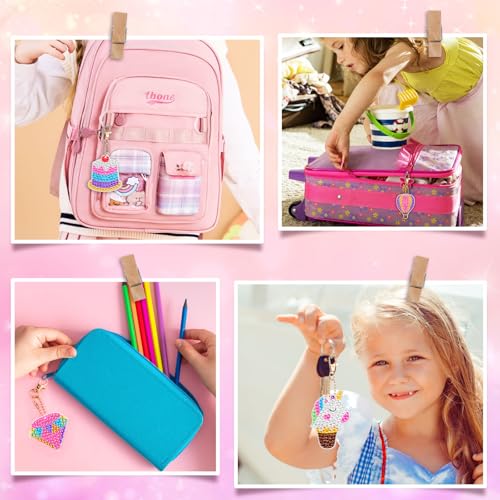 HGRGHH DIY Diamonds for Girls 6-12 Years, 15PCS Keychains Diamond Painting, 5D Diamond Painting Keychain, Diamond Craft Set, Birthday Gift for Girls 6-12 Years Old