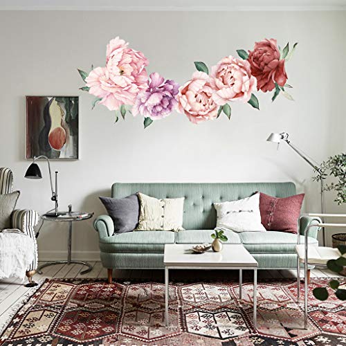 image for Fine Rose Flowers Wall Sticker,Peony Rose Flowers Wall Sticker Art Nur