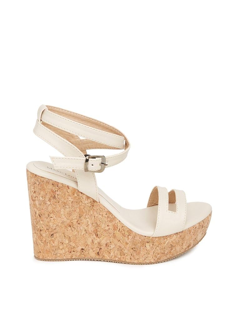 marcloire women/girls stylish cream heels/wedges fashion sandal faux leather