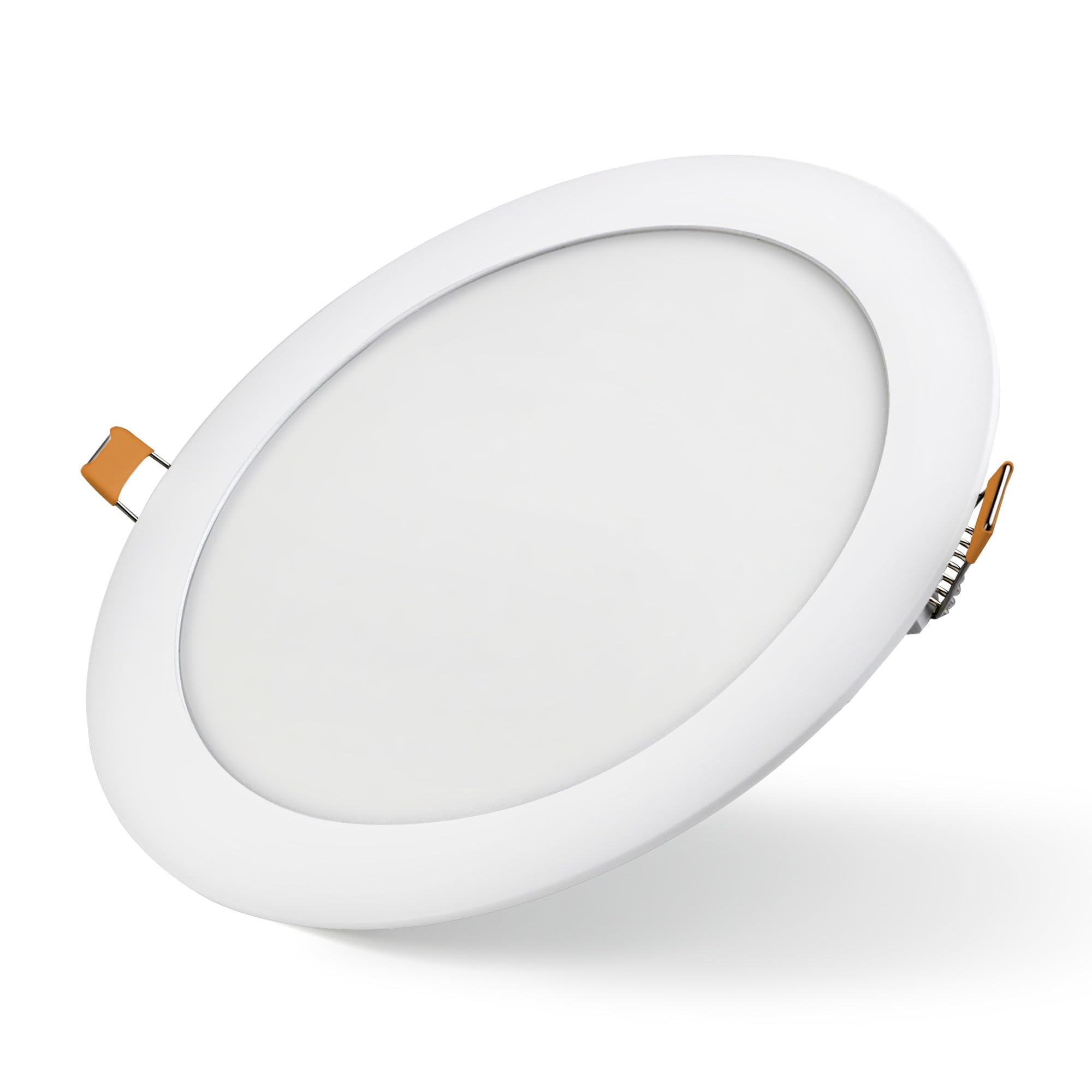 Bright Source LED Round Panel Downlight, Slimline Recessed Ceiling Spotlight, White Trim, 20W, 1600lm, 3CCT Adjustable Colour 3000K 4000K 6000K, IP20, 223mm Cutout