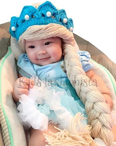 Disney Elsa Frozen Princess Queen Costume hat Wig Hair Tiara Baby Girl