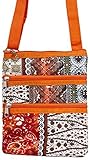 World Traveler Orange Boho Patchwork Small Hipster Cross-Body Bag