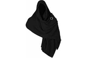 SYQBR Medieval Shawl Pirate Scarf with Pin, Post Apocalyptic Shaman Cowl Hood Retro Viking Bandana, Renaissance Costume