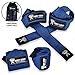 Premium Wrist Wraps Lifting Straps Bundle w/Carry Bag | Professional Grade Heavy Duty Hand and Wrist Support Weightlifting w/ 2 Year No Questions Asked Warranty (Blue, Wraps & Straps Combo)
