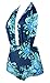 COCOSHIP Blue & Navy Antigua Floral Retro One Piece Backless Bather Swimsuit Pin Up Swimwear Maillot XXL(FBA)