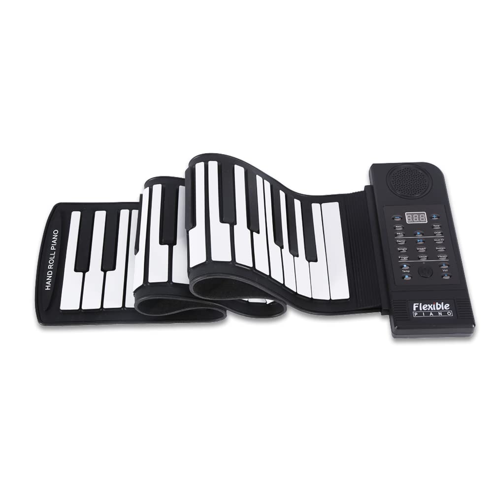 Portable Silicone Piano 61 Keys, Foldable Digital Electronic Roll Up Piano Music Keyboard Piano for Kids Adults Home