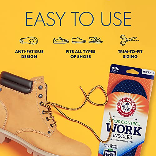Arm & Hammer Work Insoles for Men and Women, Boot Inserts for Work