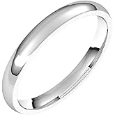 Sonia Jewels Solid 14k White Gold 2.5mm Comfort Fit Wedding Band Ring Classic Plain Traditional - Size 6