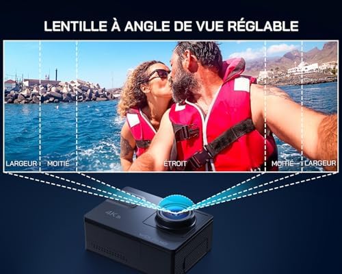 GA300 Caméra Action 4K, Étanche 40m avec Carte Mémoire 32 Go, WiFi 60FPS 24MP, Zoom 8X + Grand Angle 170° EIS, Télécommande 2.4G, Écran Tactile, 2X Batteries 1350mAh