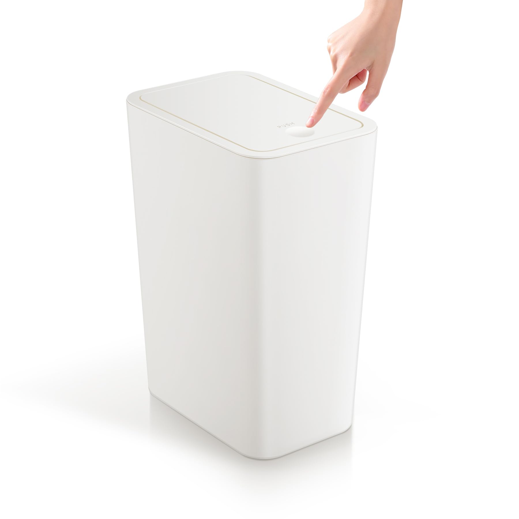 Photo 1 of TIPGO Bathroom Trash Can with Lid, 4 Gallon / 15 Liter Small Garbage Can, Press Top Bin, Plastic Wastebasket with Pop-Up Lid for Bedroom, Living Room, Office (White)