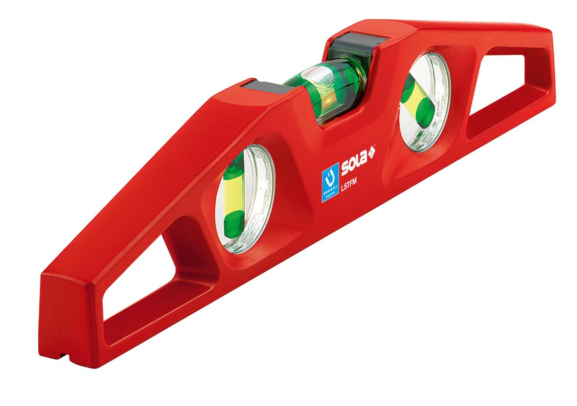 SOLA LSTFM Aluminum Die-Cast Magnetic Torpedo Level with 3 60% Magnified Vials, 10-Inch